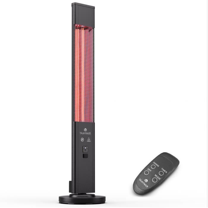 blumfeldt Chauffage Infrarouge sur Pied, Radiateur Intérieur et Extérieur 3000W, Chauffage de Terrasse, Télécommande, IP65