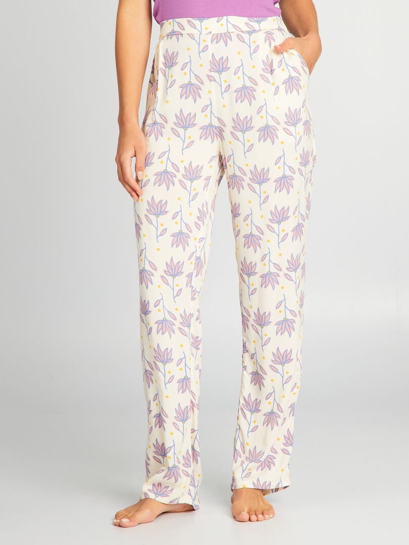 Calça de pijama estampada e folgada - BEGE
