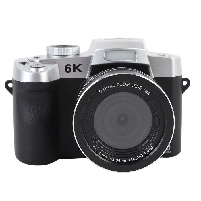 Fotocamera digitale OMABETA con flash, 6K UHD, 84 MP, zoom 18x, autofocus, Wi-Fi, accessorio fotografico, nera.