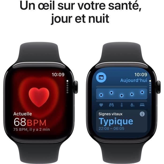 Apple Watch Series 10 GPS - 46 mm - Aluminio negro azabache - Correa negra M/L (2024) - Reacondicionado - Muy buen estado