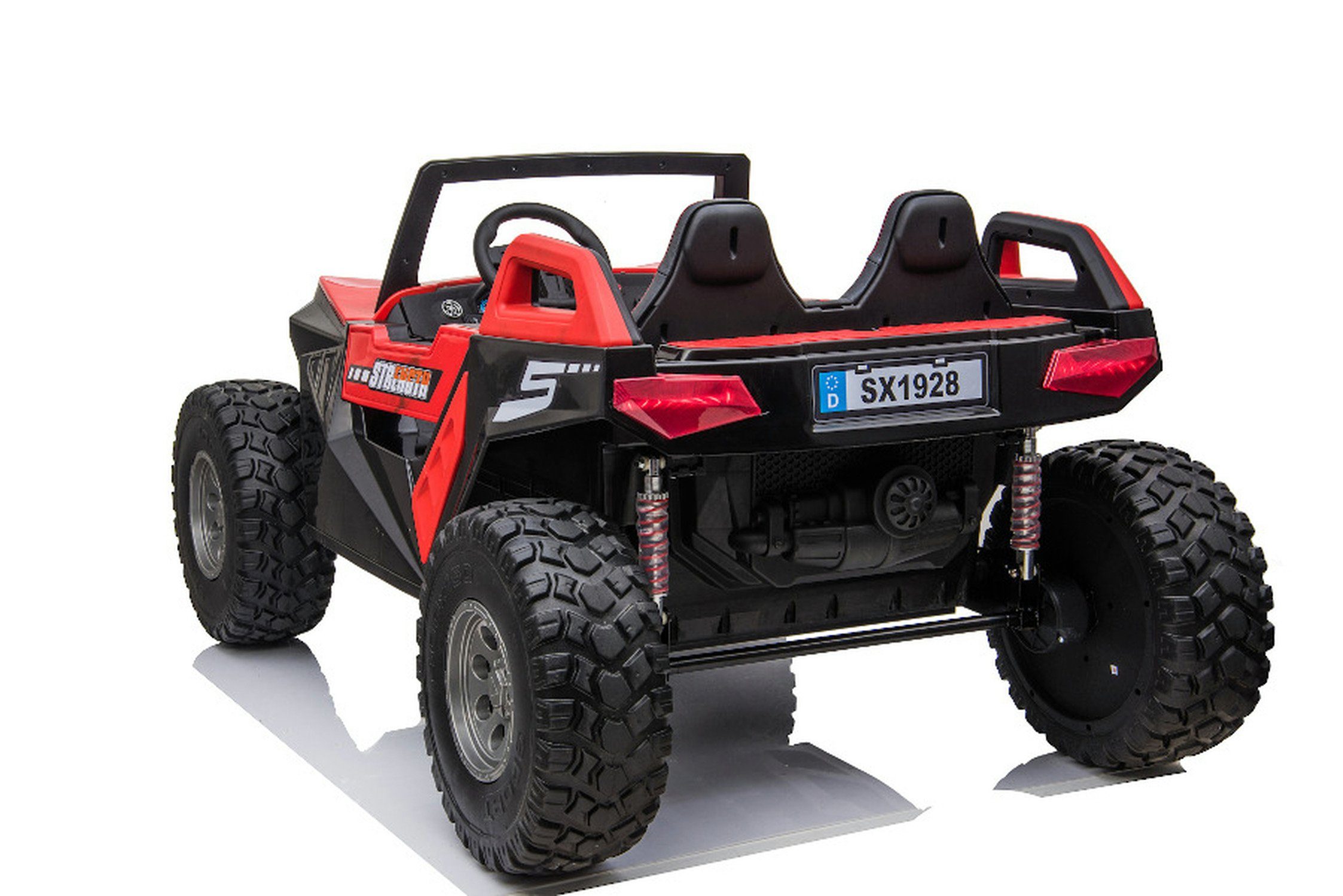 TPFLiving elektrische kinderbuggy 928 - motor: 4 x 12V - accu: 2 x 12 volt/7Ah, draagvermogen 60 kg, elektrische buggy met lederen zitting en veiligheidsgordel
