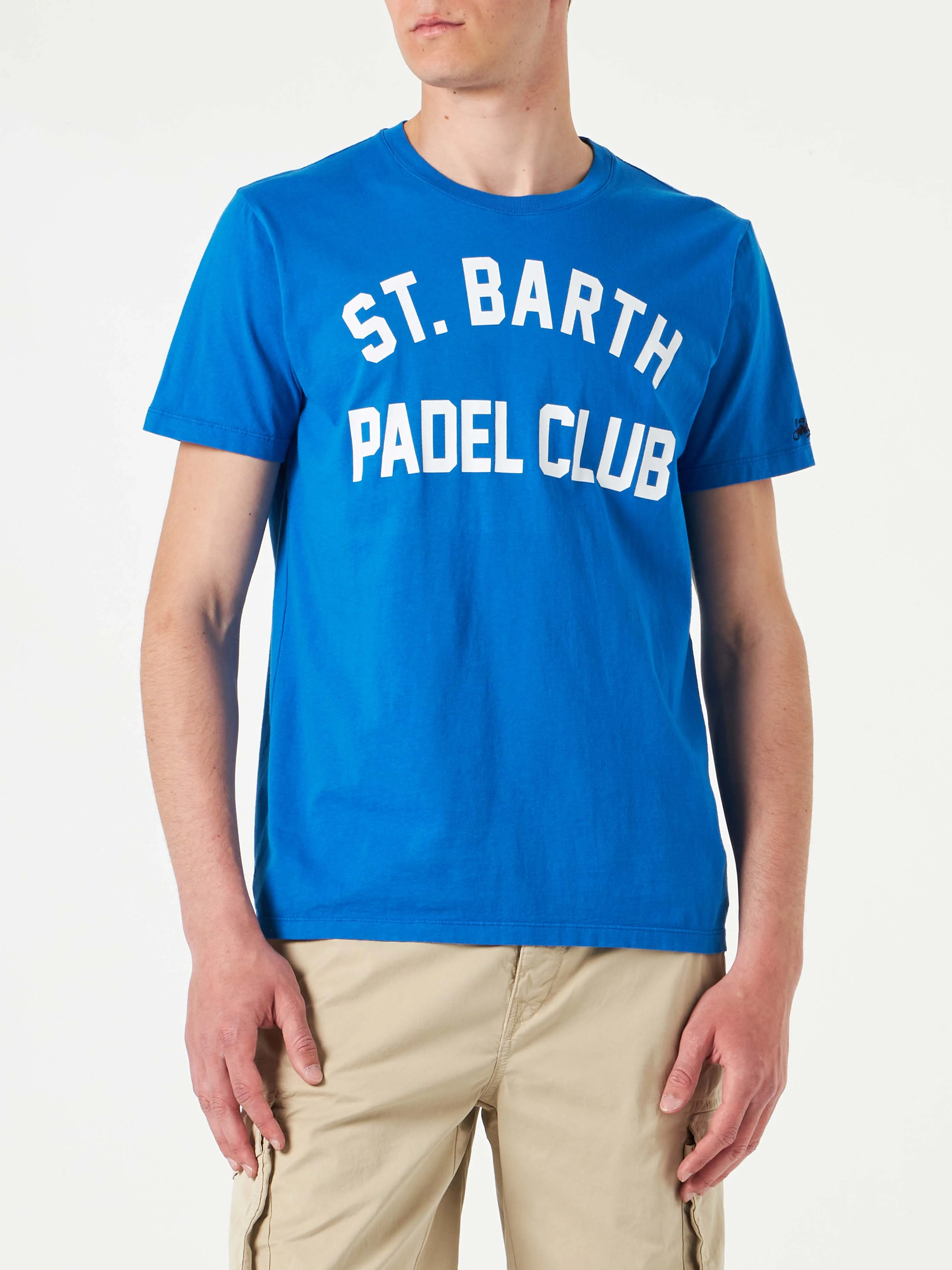 T-shirt da uomo in cotone trattamento vintage con stampa St. Barth Pad