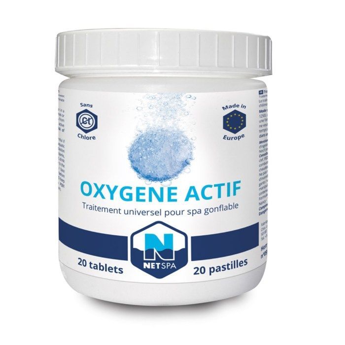 Productos para el mantenimiento del spa: cartuchos de filtro y oxígeno activo.