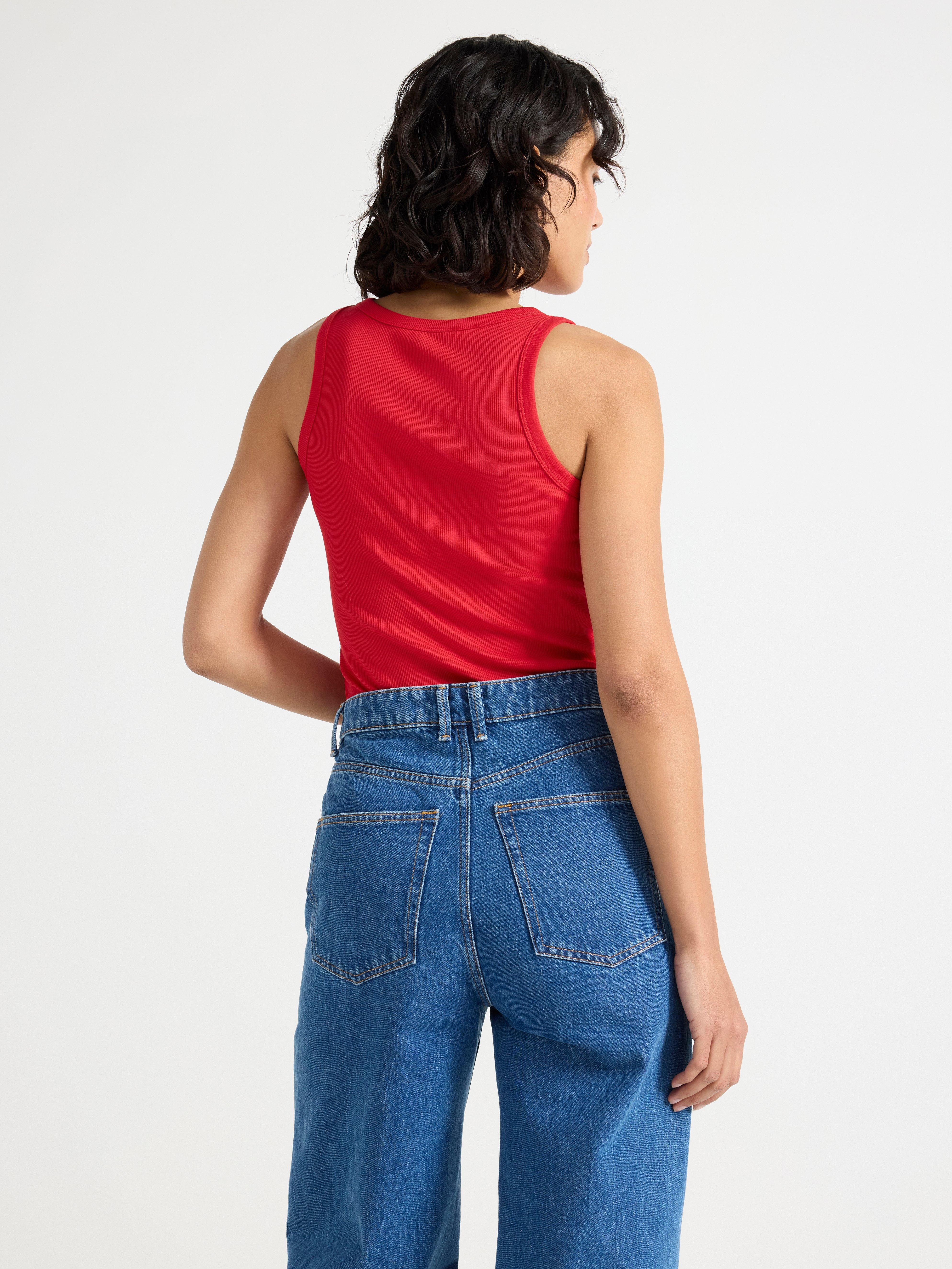 Ribbat linne Dark Red