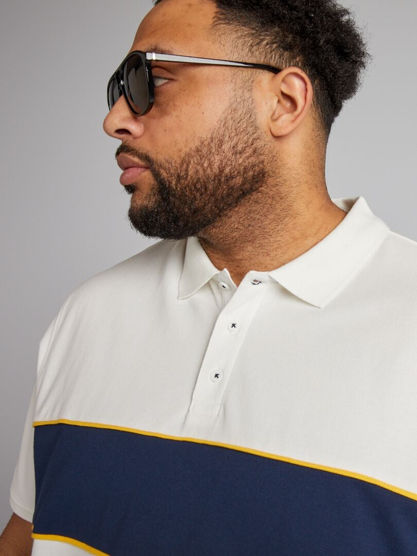 Camisa polo de algodão com efeito rugby - BRANCA