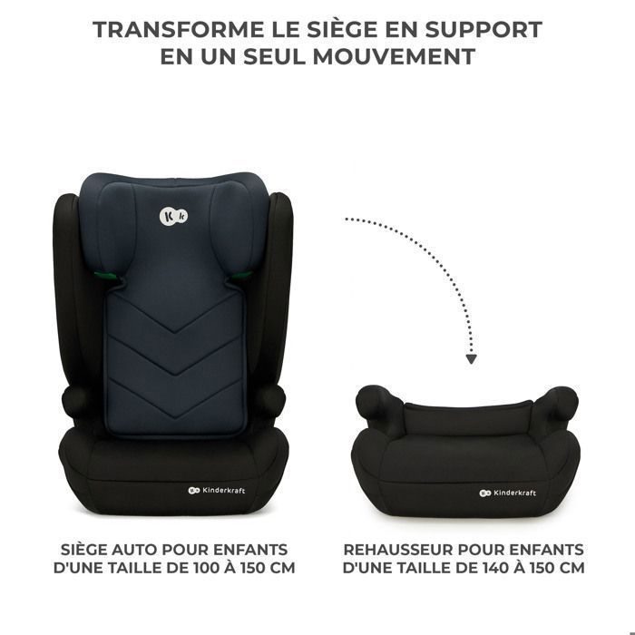 Seggiolino auto Kinderkraft I-Spark I-Size 100-150 cm Nero