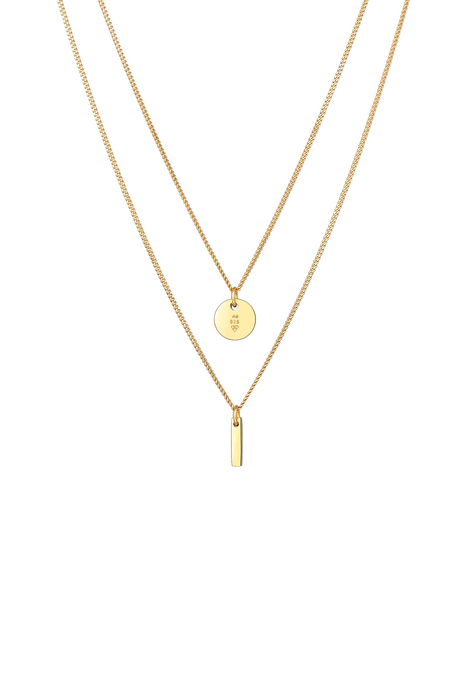 Elli Femmes Couches Cercle Bâton Pendentif Géo en argent sterling 925 plaqué or