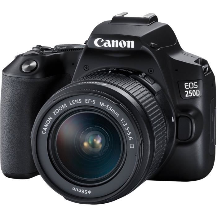 CANON 250D DSLR Camera + 18-55mm IS STM Lens - Black - 24.1 Megapixels - 4K - Bluetooth 4.1