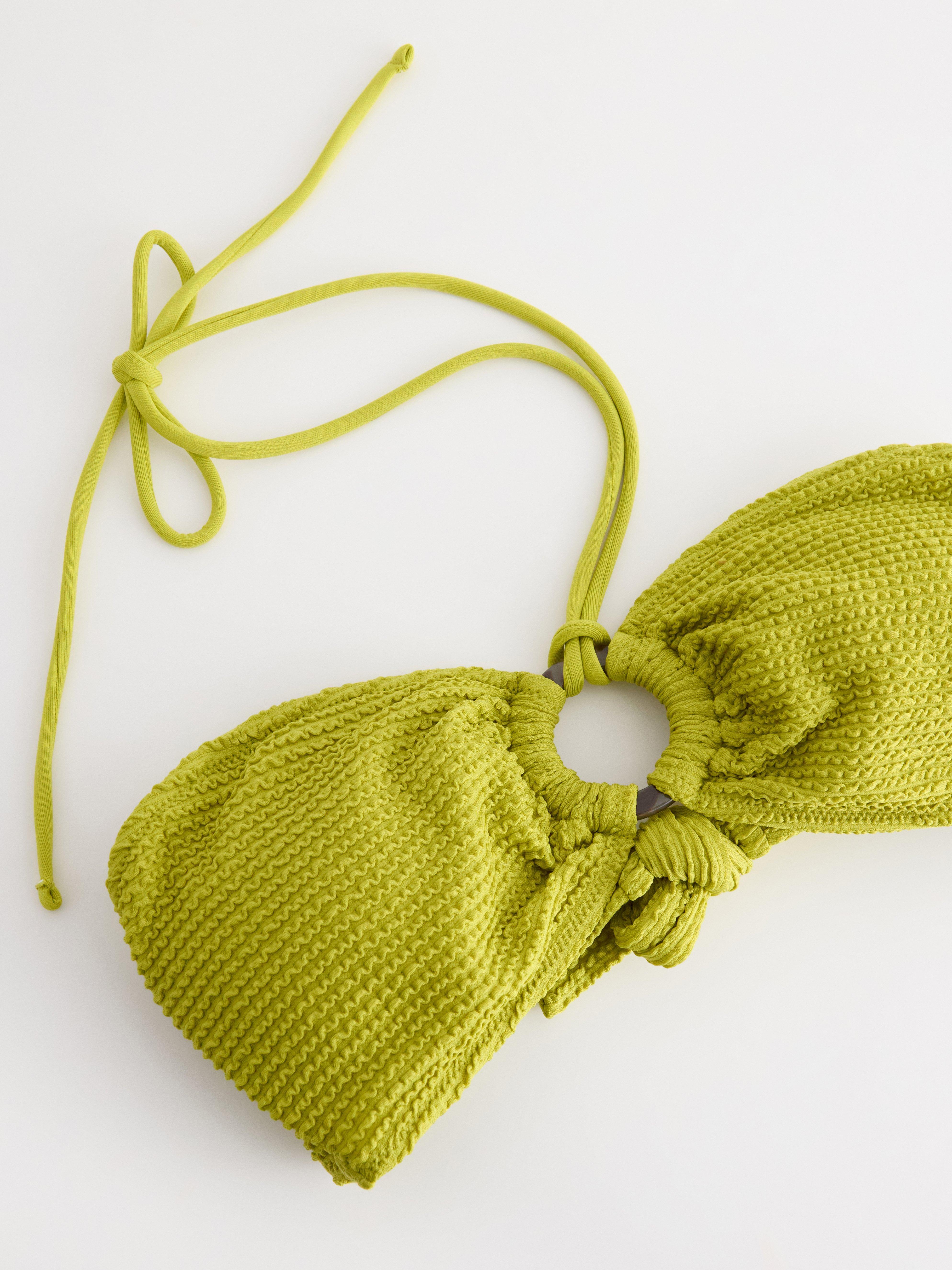 Krinklad bandeau bikiniöverdel Light Dusty Lime