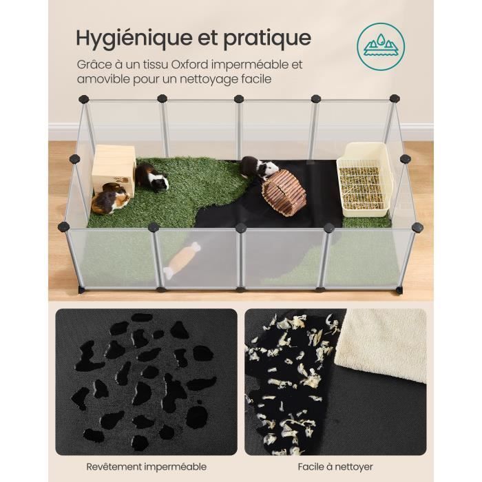 Enclos pour Animaux - SONGMICS - 145 x 73 x 57 cm - Blanc - Plancher et Tapis Imperméable et Amovible