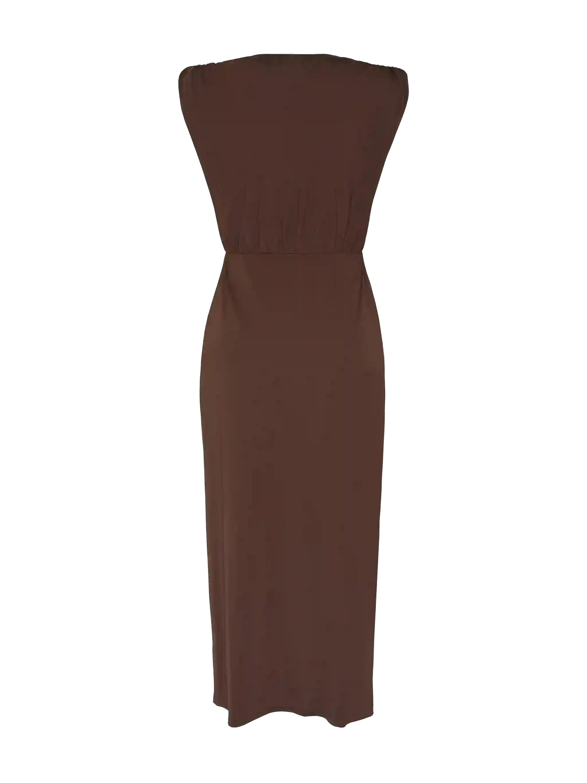 Bruine Marina mouwloze maxi-jurk