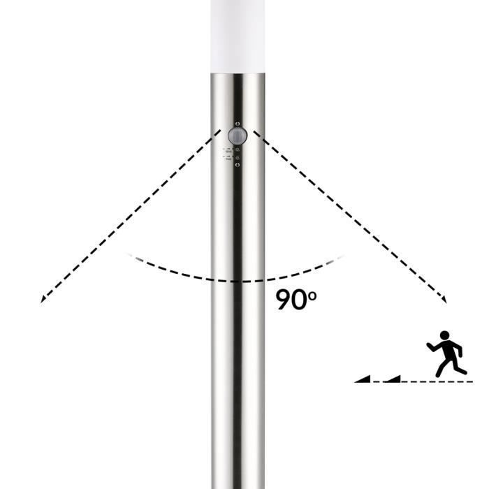 Lámpara de pie para exteriores con sensor de movimiento E27 - Acero inoxidable - Plateado