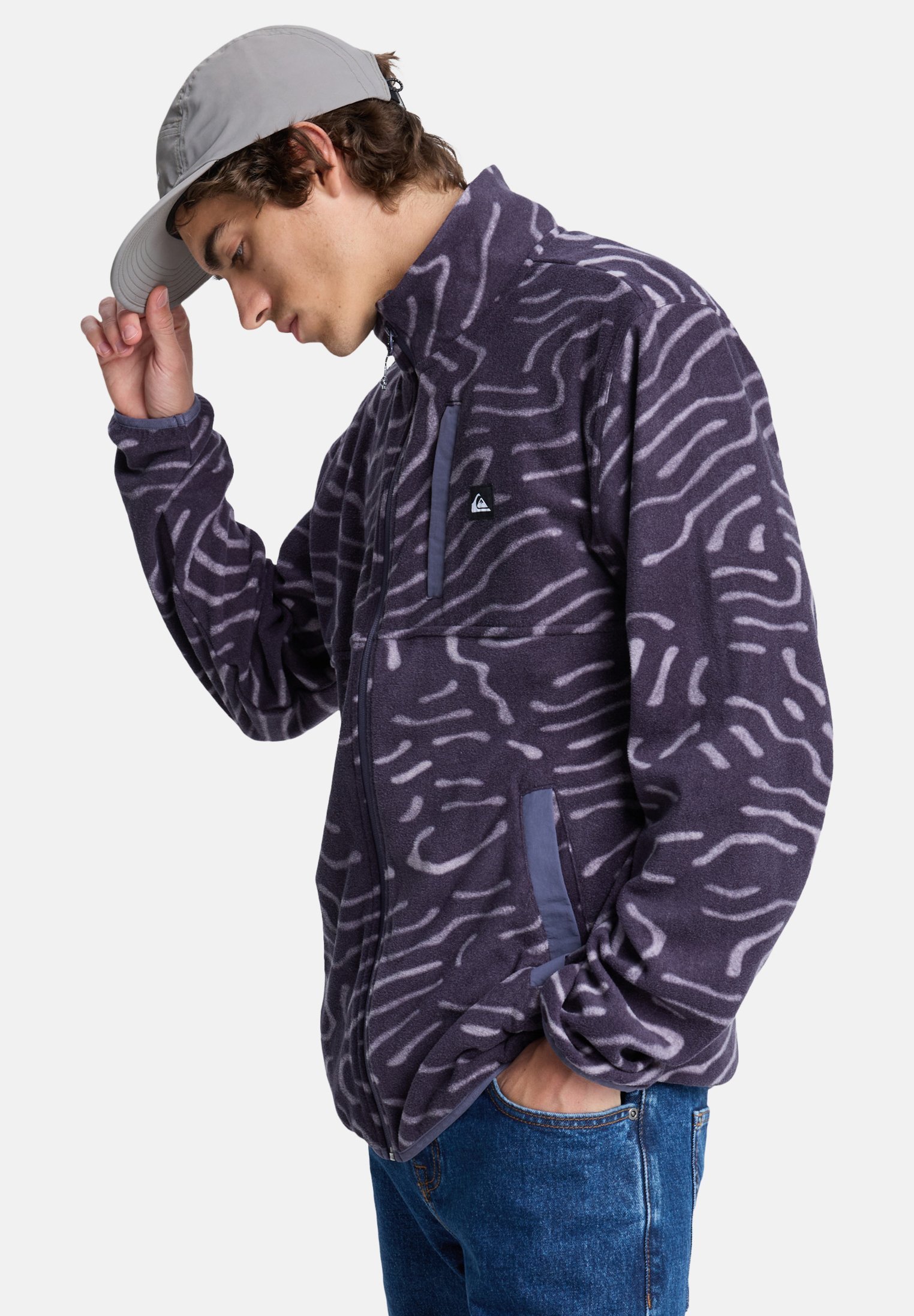 Quiksilver NO DESTINATION - Fleecejacke - grauer linearer Stempel
