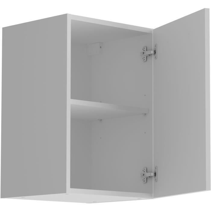 Mueble de pared de cocina OSLO - Blanco mate - 1 puerta + estante - Ancho 40 x Profundidad 36 x Alto 58 cm
