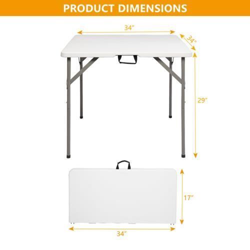 Mesa plegable blanca, mesa multiusos, 86*86*74 cm