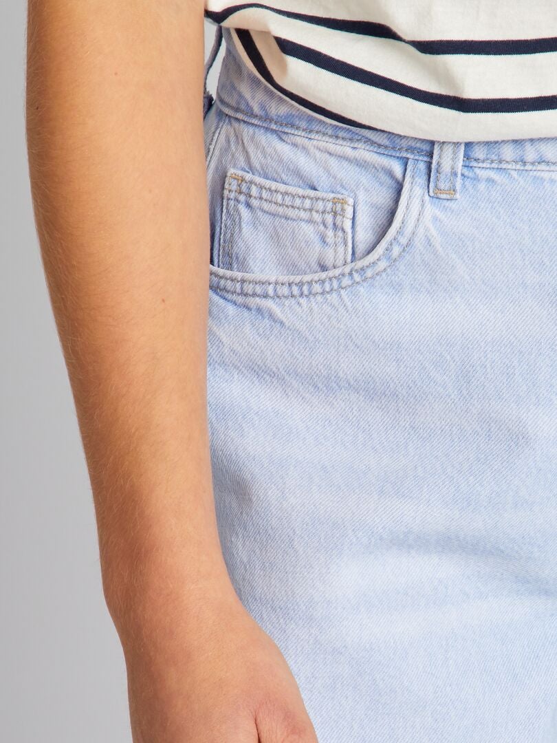 Calça jeans de cintura alta e pernas largas - AZUL