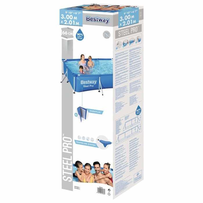 Piscina Tubular Acima do Solo BESTWAY - Steel Pro™ - 300 x 201 x 66 cm - Retangular