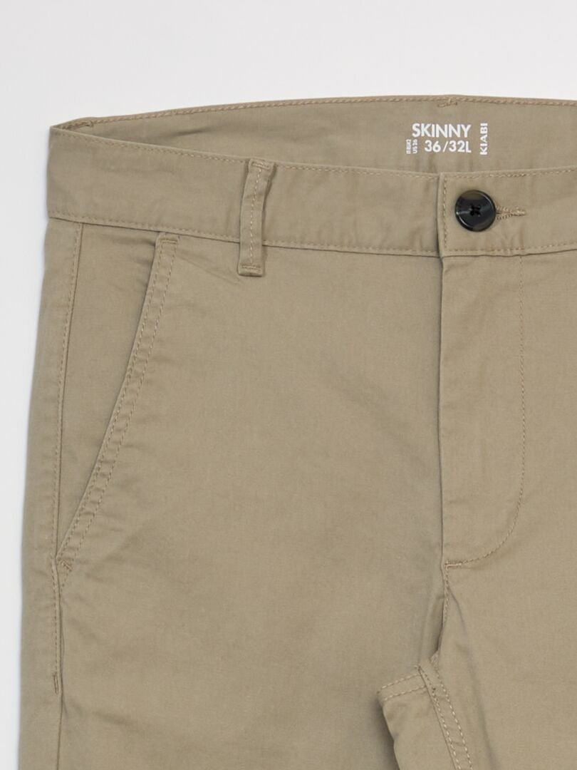 Nauwe stretch chino broek - L32 - BEIGE
