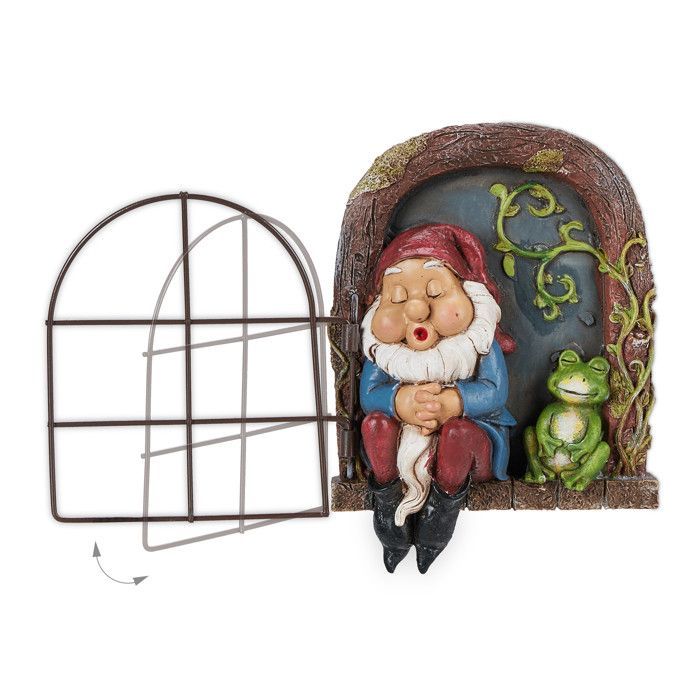 Relaxdays julgransdekoration, tomte och groda, slitstark, HxBxD: 17 x 12 x 4,5 cm, konststen, flerfärgad