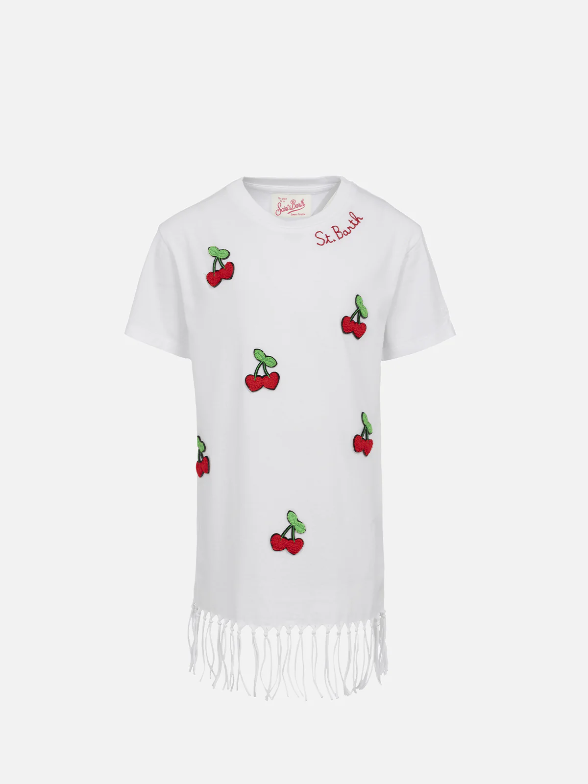 Vestido Abbey para niñas con flecos y parches de cerezas.