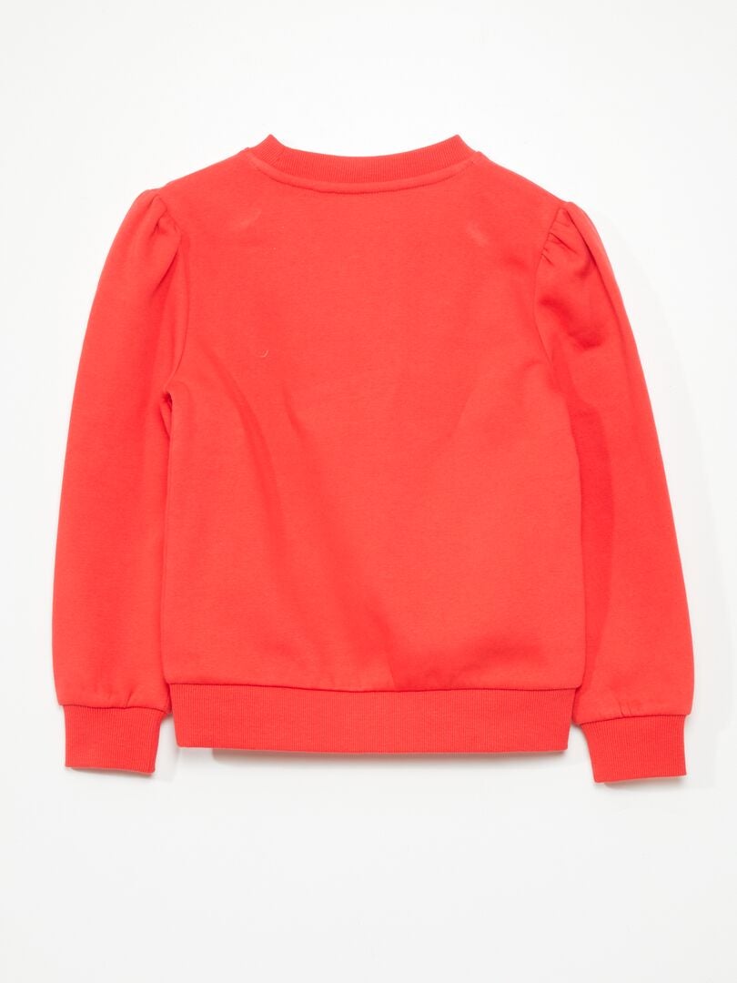 Trui met ronde hals van fleece - ROOD
