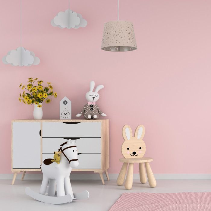 Kinderkamerlamp - Relaxdays - Sterren - Ronde lampenkap - E27 fitting - Zwart