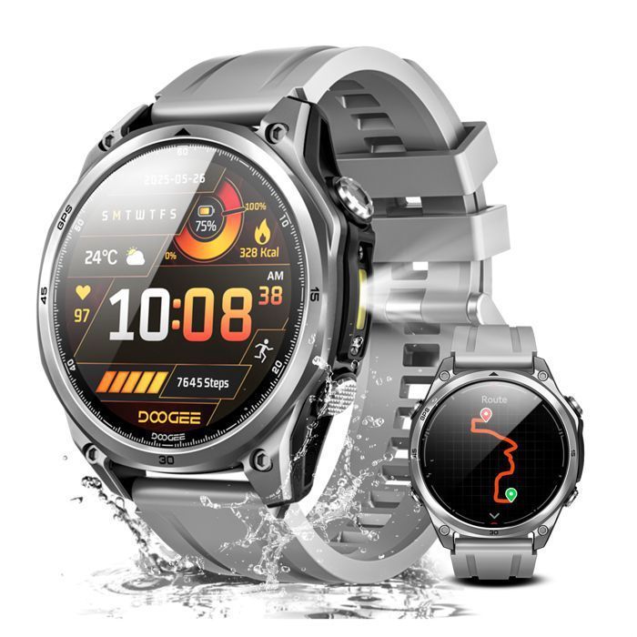 Smartwatch DOOGEE Anywise W1 – Impermeabile fino a 5 ATM, GPS a doppia frequenza, oltre 170 modalità sportive, schermo AMOLED da 1,43'' - Argento