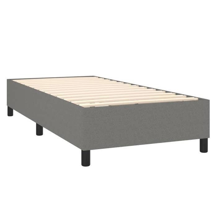 Base de cama de láminas con patas, estructura de cama de 90x190 cm, tela gris oscuro TDL0207104