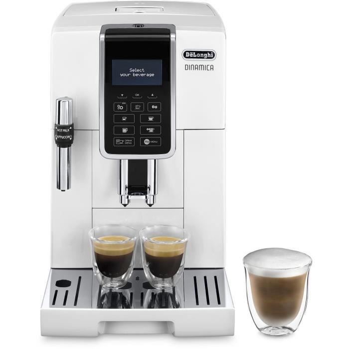 Macchina per caffè espresso De'Longhi Dinamica ECAM350.35.W con macinacaffè integrato - 6 ricette - Bianca