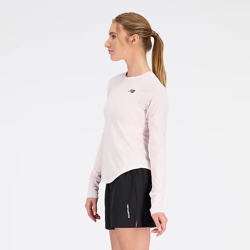 Damska koszulka Q Speed Jacquard z długim rękawem - STONE PINK