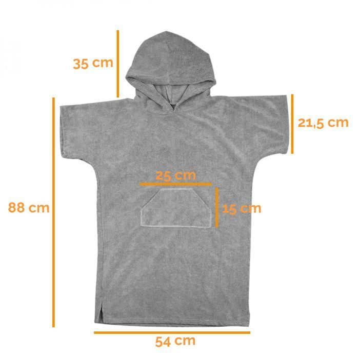 Poncho/telo mare per bambini con tasca - Grigio - Vivezen