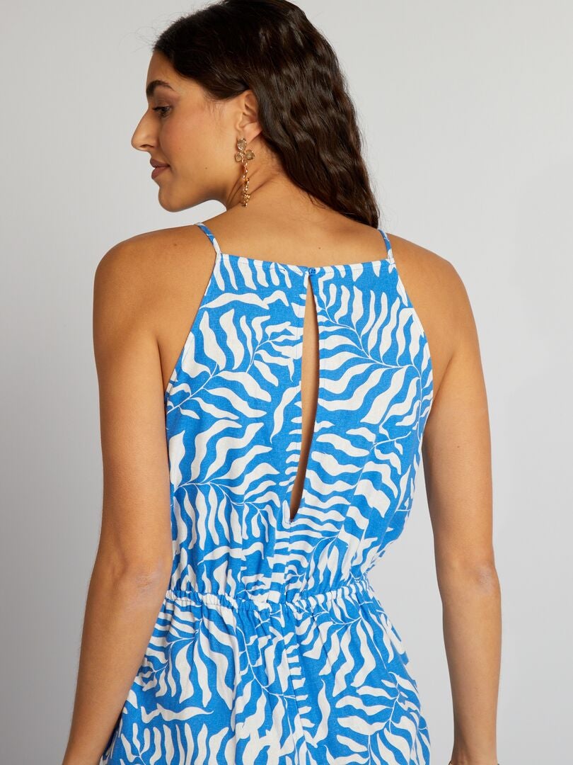 Macacão de linho estampado - AZUL