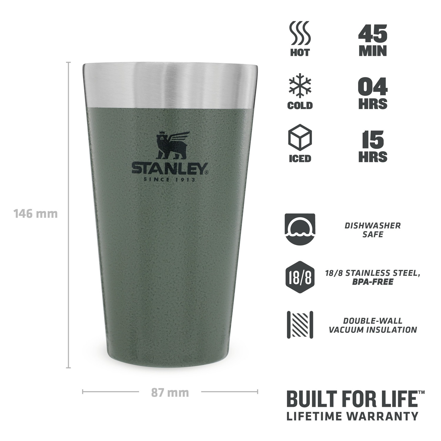 Stanley stapelbar termosmugg i vattenglas | 0,47 l – 1 styck