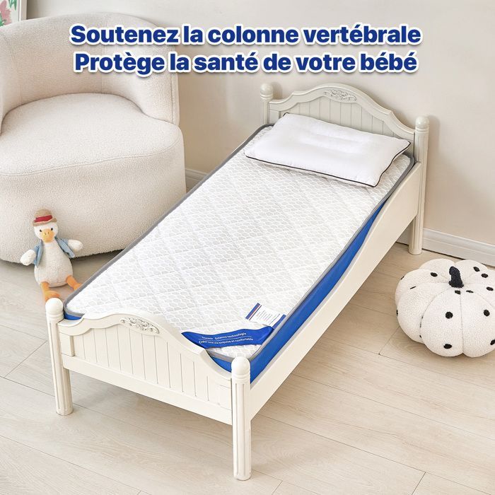 KITYTETY Babymatratze 70 x 140 cm, Dicke 11 cm – Perforierter und antibakterieller Kern – 2 ultra-atmungsaktive Seiten – Blau