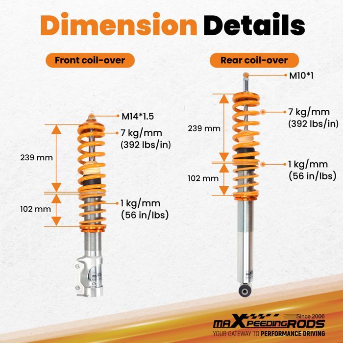 Kit ammortizzatori coilover per VW Corrado Golf II III Jetta II Vento 19E, 1G1 1.0/1.3/1.4/1.6/1.8