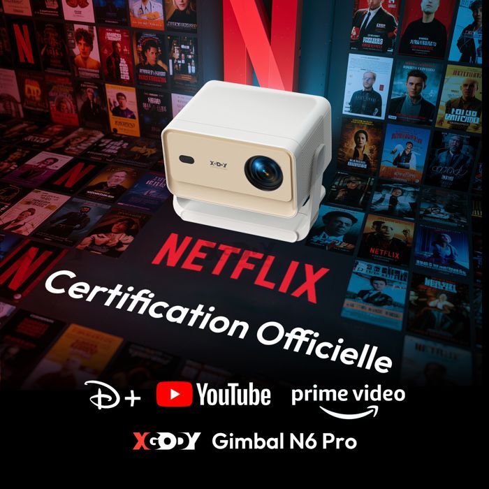 【Netflix Certifié/Auto Focus】Vidéoprojecteur 4K Supporté,25000 Lumens 1080P Full HD,WiFi Bluetooth5.4 Auto Keystone Projecteur Vidéo
