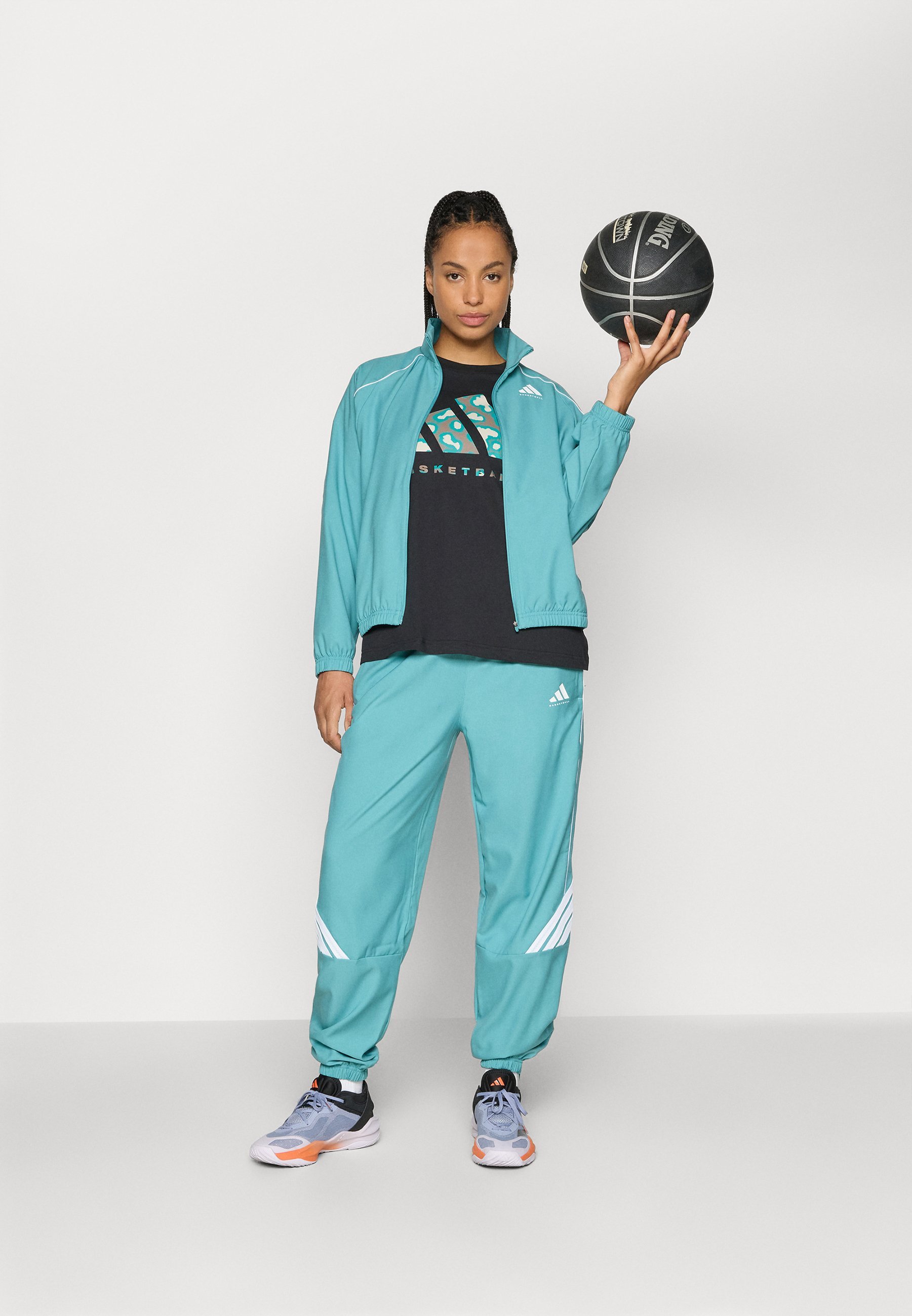 adidas Performance CAMO TEE - T-shirts med print - black/pure teal