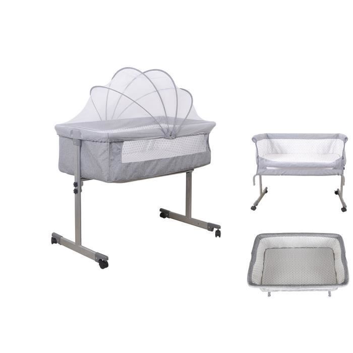 Yagewa Co-Sleeping Travel Crib - Grey - Portable - With Mosquito Net - Baby Bed for 0-36 Months