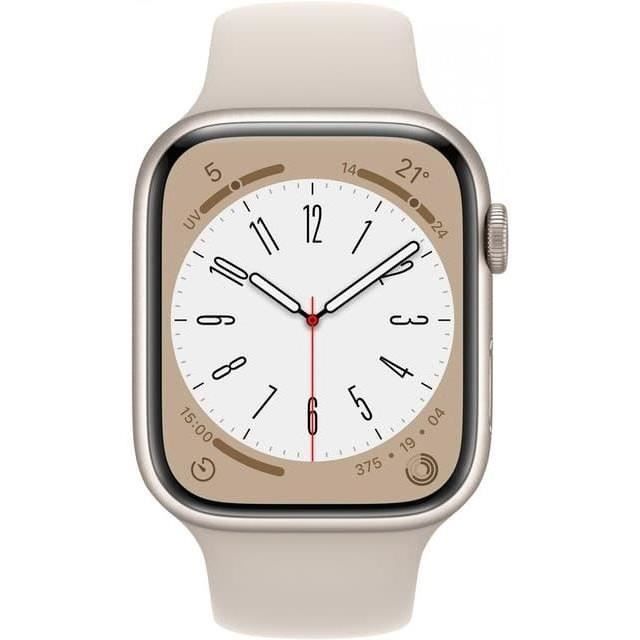 Apple Watch (Serie 8) 2022 GPS 45 mm - Aluminio Starlight - Correa deportiva blanca - Reacondicionado - Excelente estado