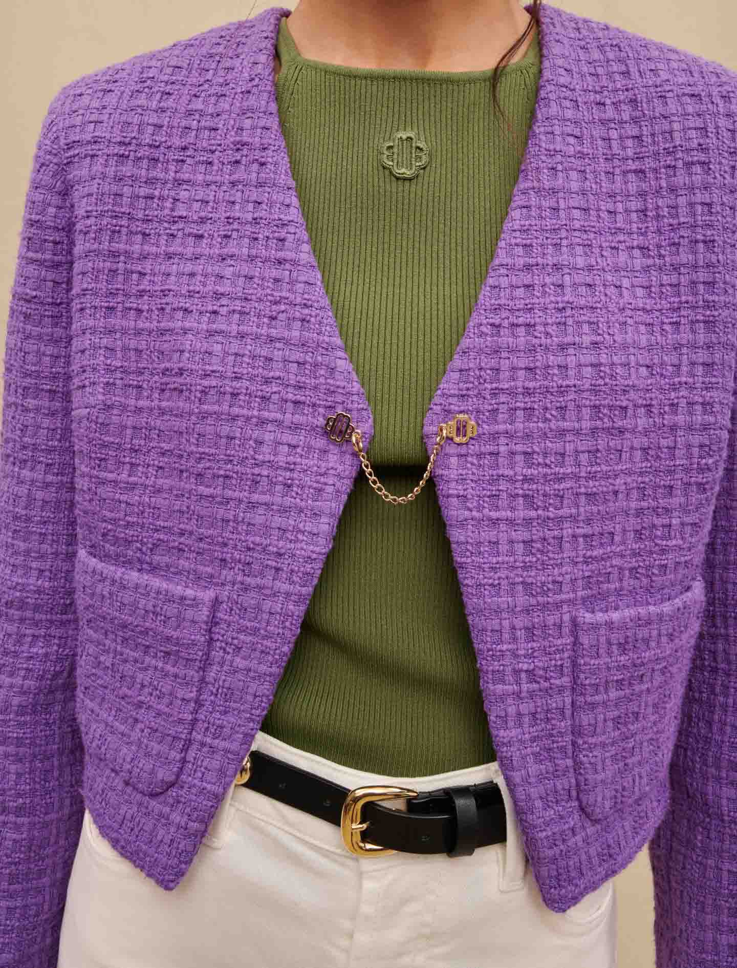 Jachetă scurtă din tweed - Violet