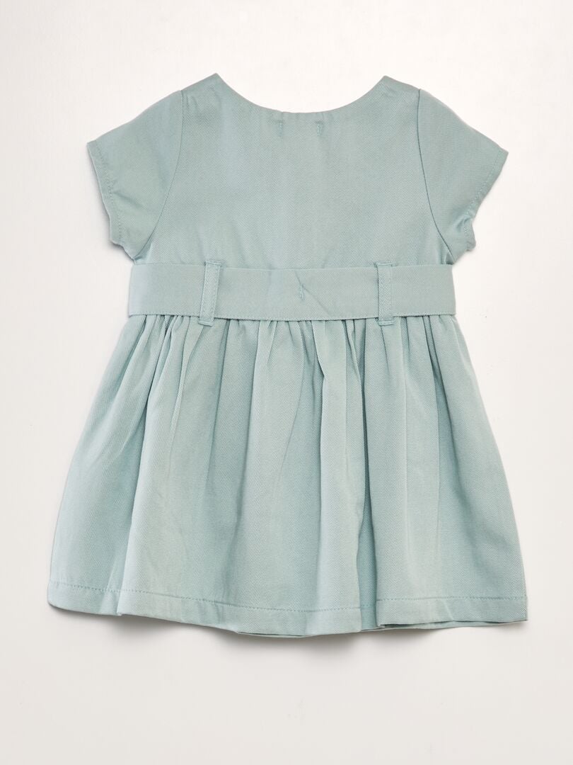 Uitlopende lyocell jurk - BLAUW