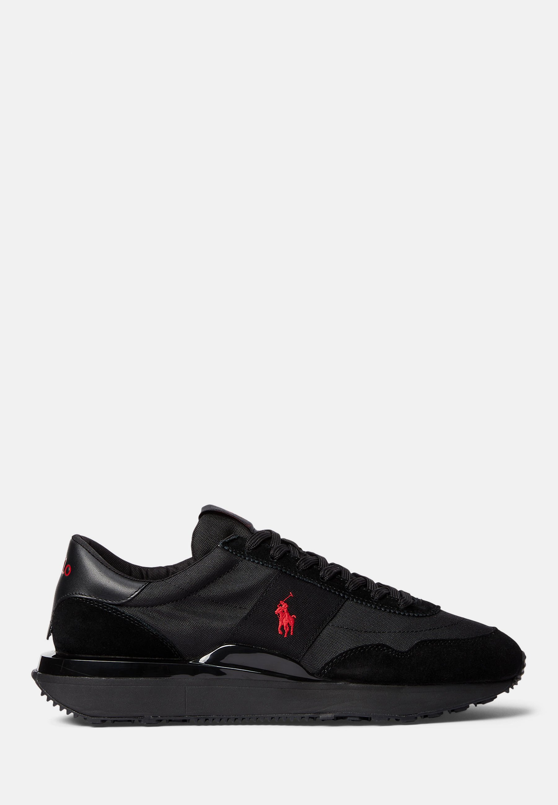 Polo Ralph Lauren TRAIN 89 SUEDE AND OXFORD TRAINER - Sneakers - triple black/red
