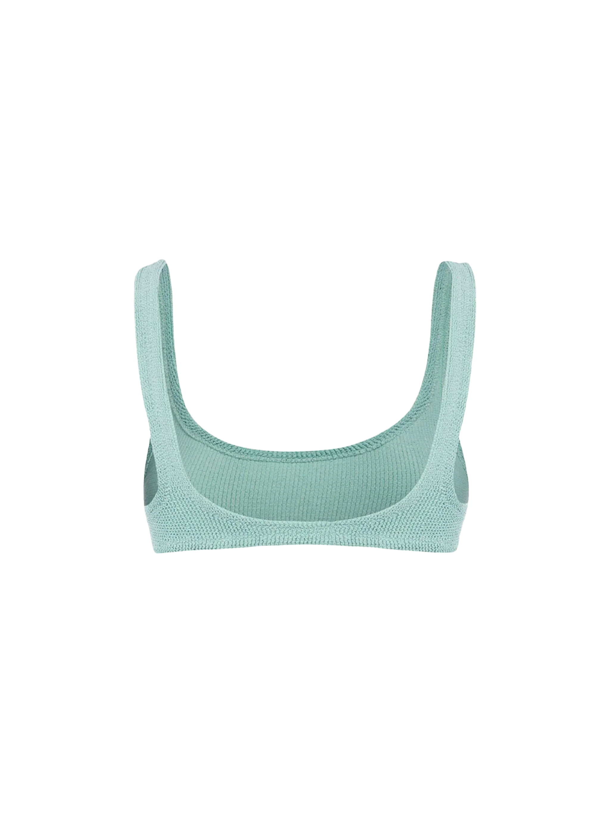 Klassieke damesbralette van saliegroene lurex met kreukeleffect, Naima