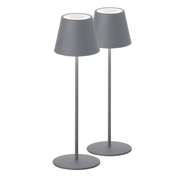 LED Akku-Tischleuchte Cosenza mit RGB-Farbwechsel, 2er Set