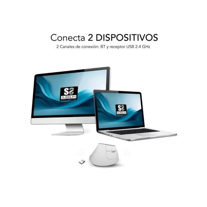 Mouse per computer - SUBBLIM - Design ergonomico verticale - Ergonomico - Silenzioso - USB Tipo C