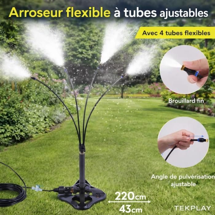 système brumisateur extérieur 110 cm sur pied 4 têtes  – TEKPLAY – Arroseur jardin terrasse
