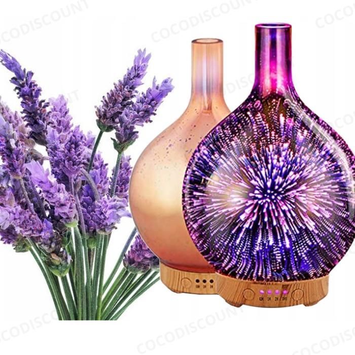 Cobye - 120ml Glazen Aromatherapie Luchtbevochtiger - 3D RGB LED Essentiële Olie Diffuser met Nachtlampje en Timer