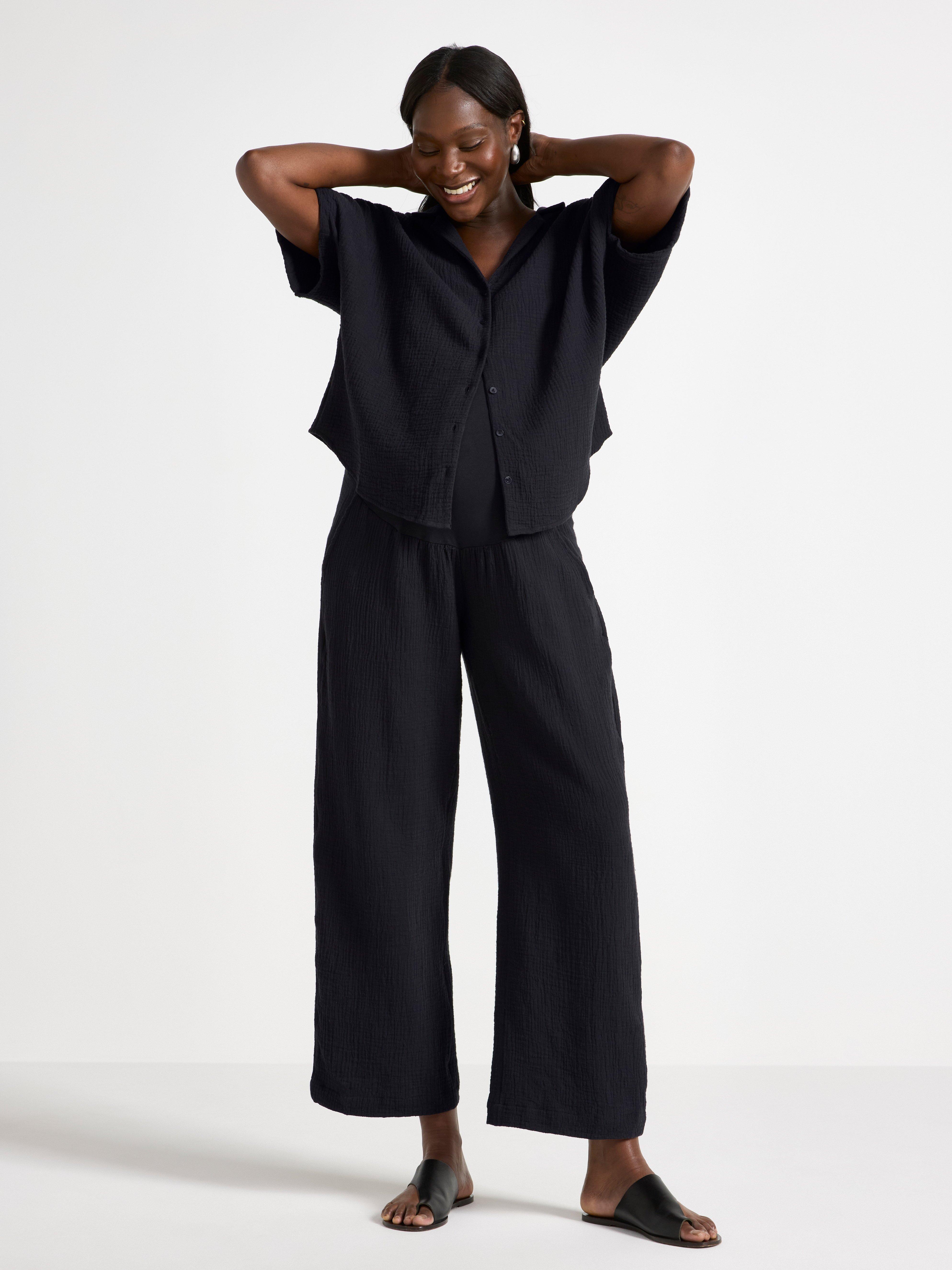 Pantalon droit froissé noir MOM