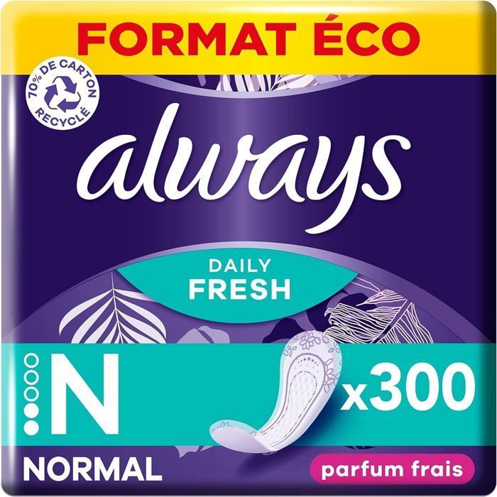 Daily Fresh Protège-Slips Normal 10x30 Unités,Avec un parfum frais,Pour ne sentir rien d’autre que fraîcheur et protection