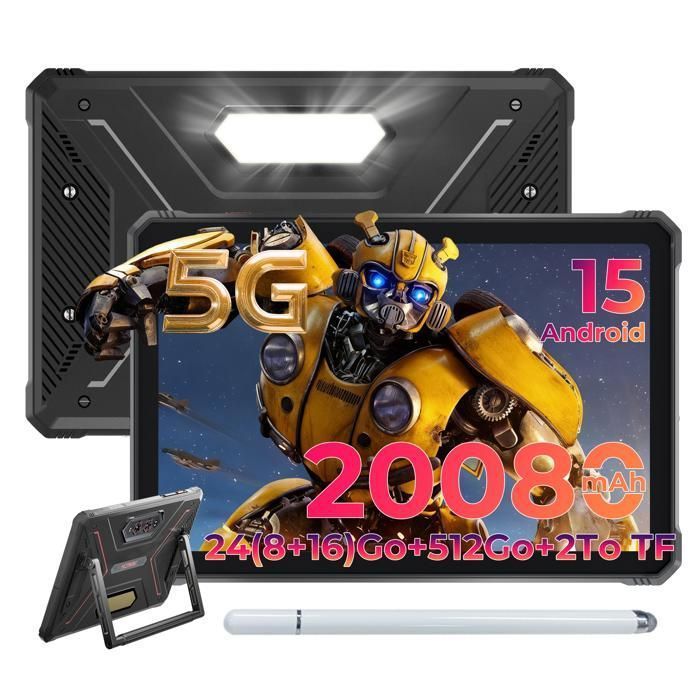 HOTWAV R9 Ultra Rugged Tablet 24(8+16)GB+512GB (2TB TF) 64MP Octa-Core IP68/IP69K Waterproof Tablet, 5G Dual-SIM Android 15, Black